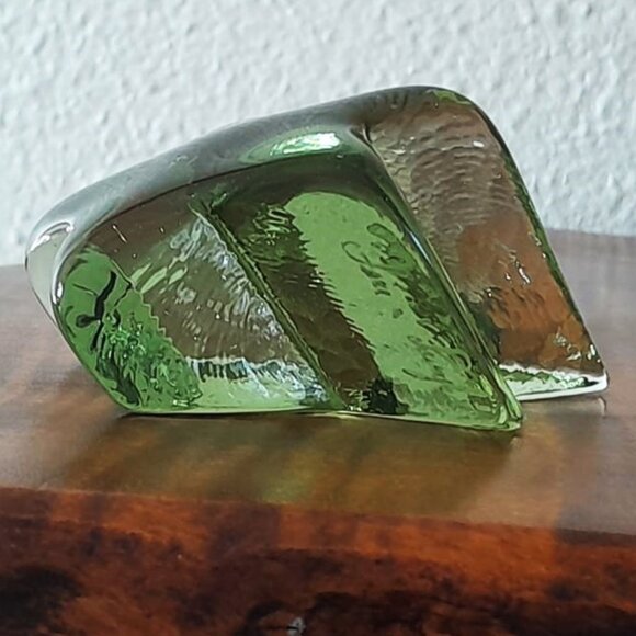 Fire & Light Shooting Star Signed Vintage Recycled Glass Celery Green Retro - Picture 3 of 6